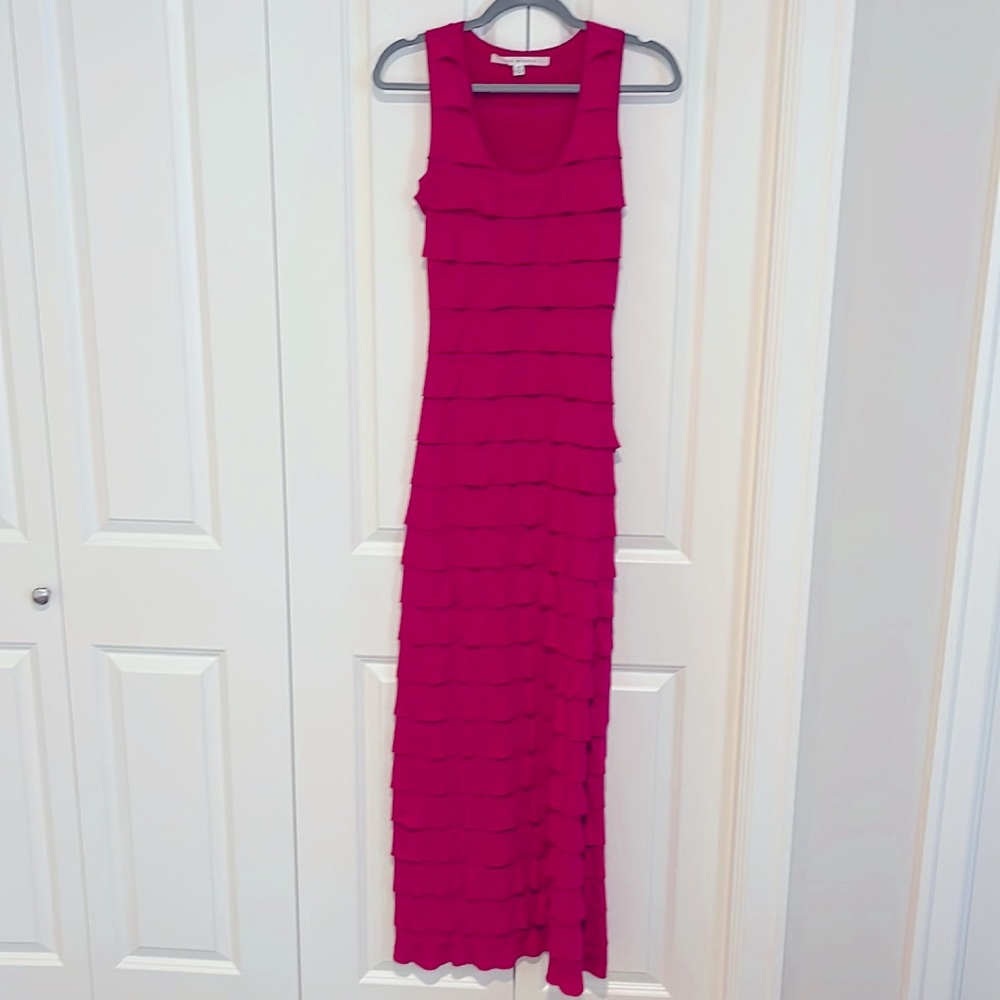 Max studio long pink ruffle maxi dress xs
